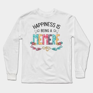 Happiness Is Being A Memere Wildflowers Valentines Mothers Day Long Sleeve T-Shirt